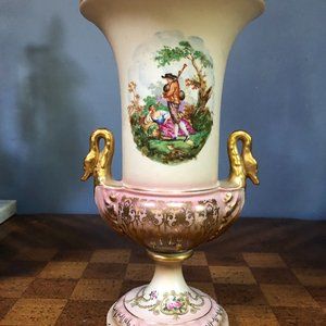 1930 vase pink gold  colrful antique vase